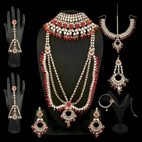 14Fashions Gold Plated Orange Kundan Bridal Set