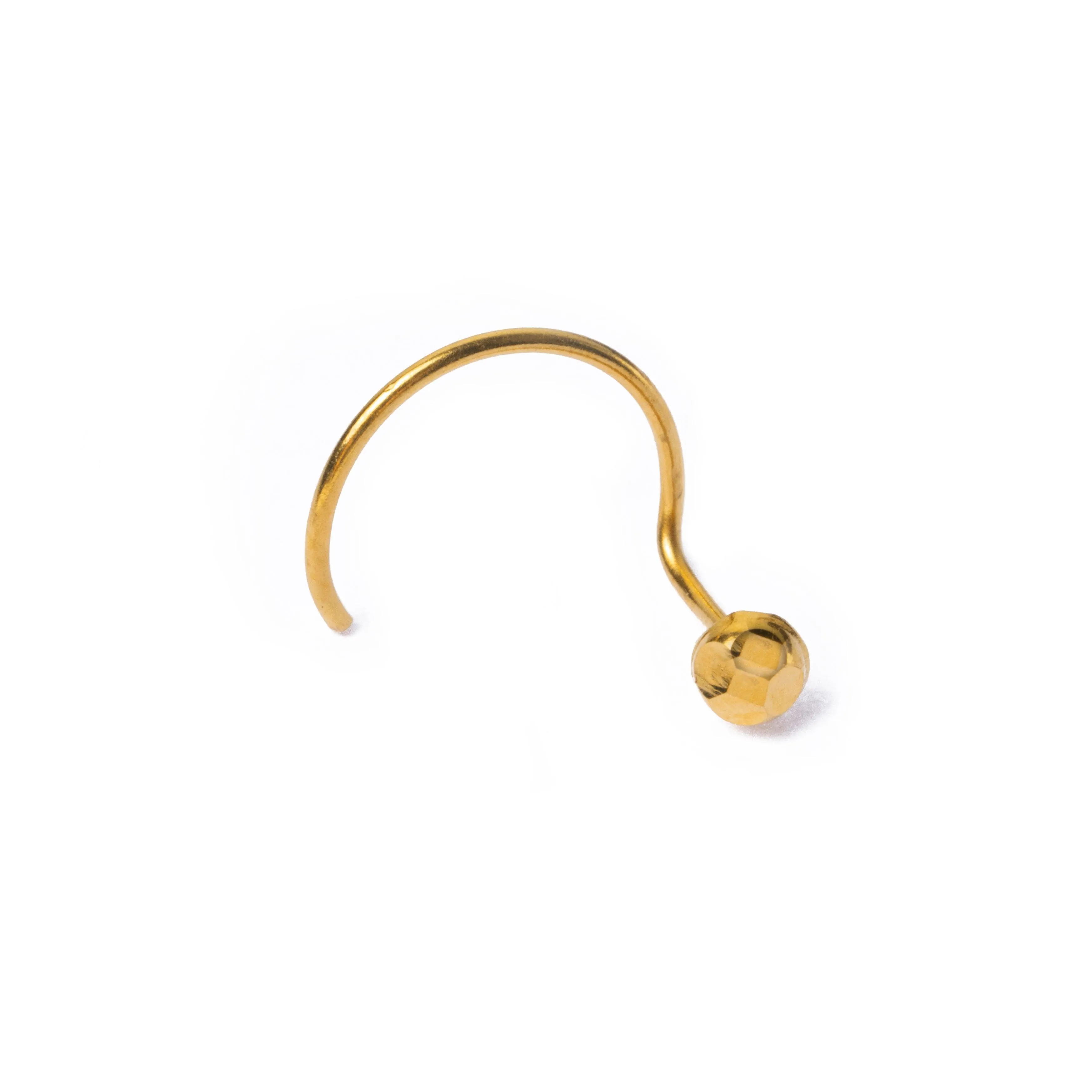 18ct Yellow Gold Nose Stud with Wire Coil Back.