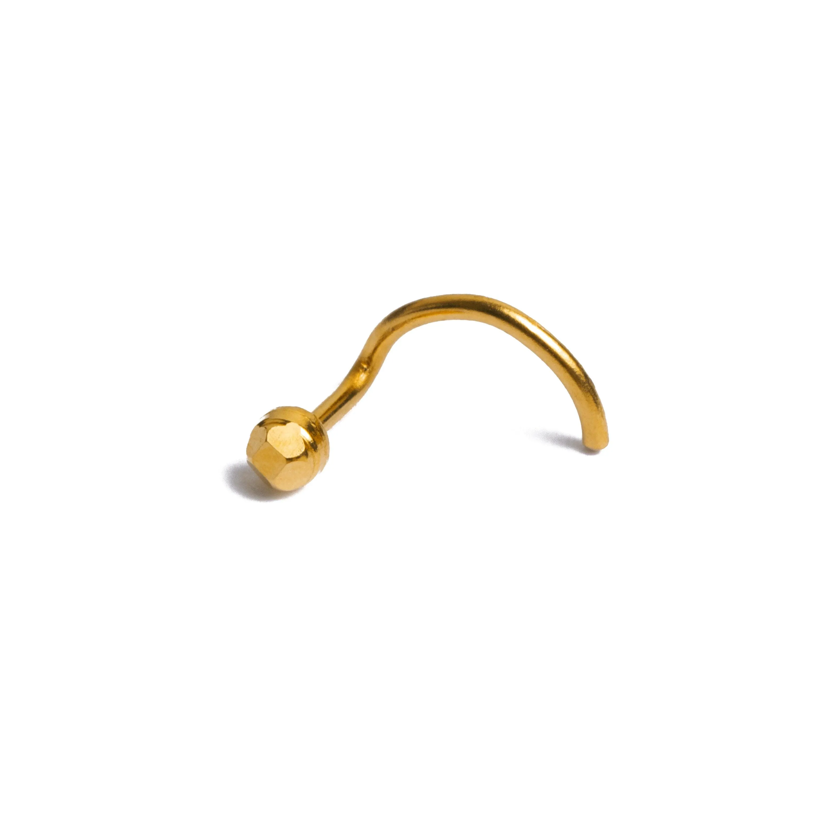 18ct Yellow Gold Nose Stud with Wire Coil Back.