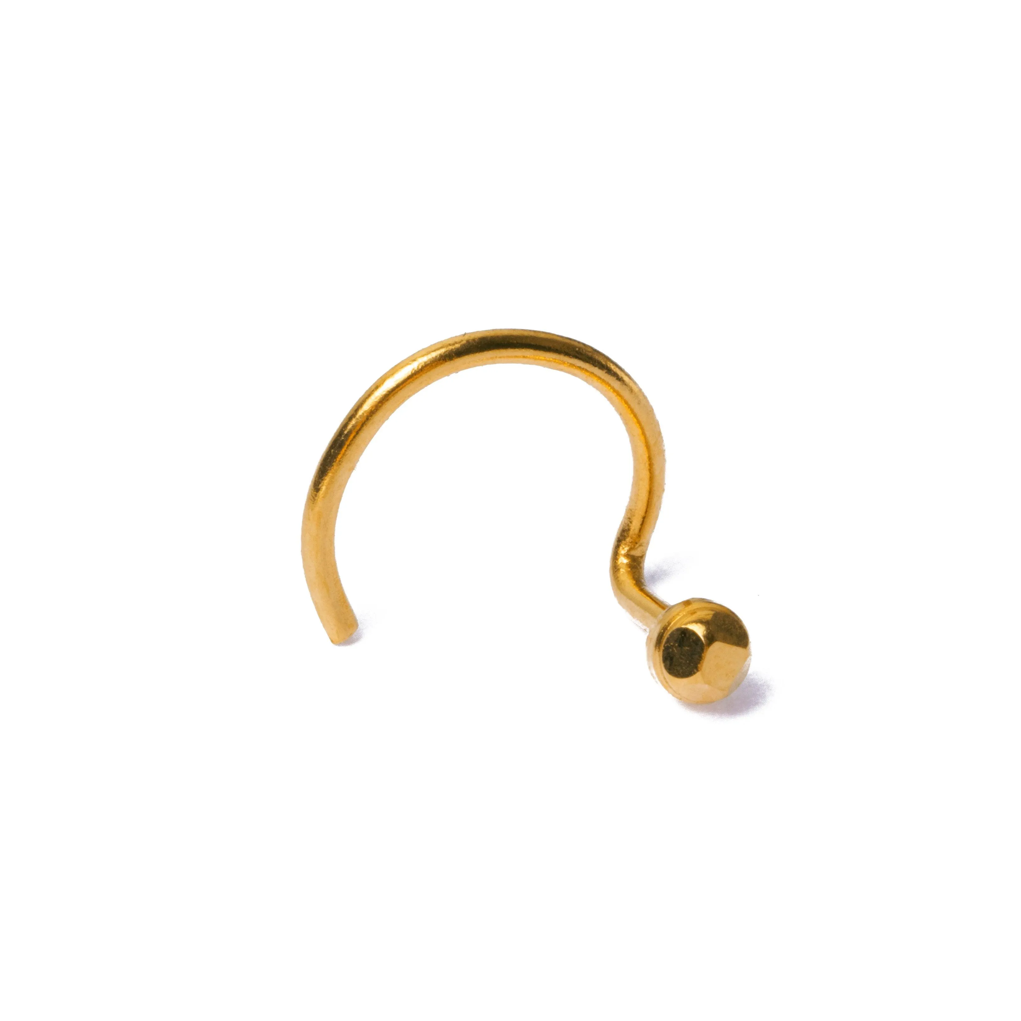 18ct Yellow Gold Nose Stud with Wire Coil Back.