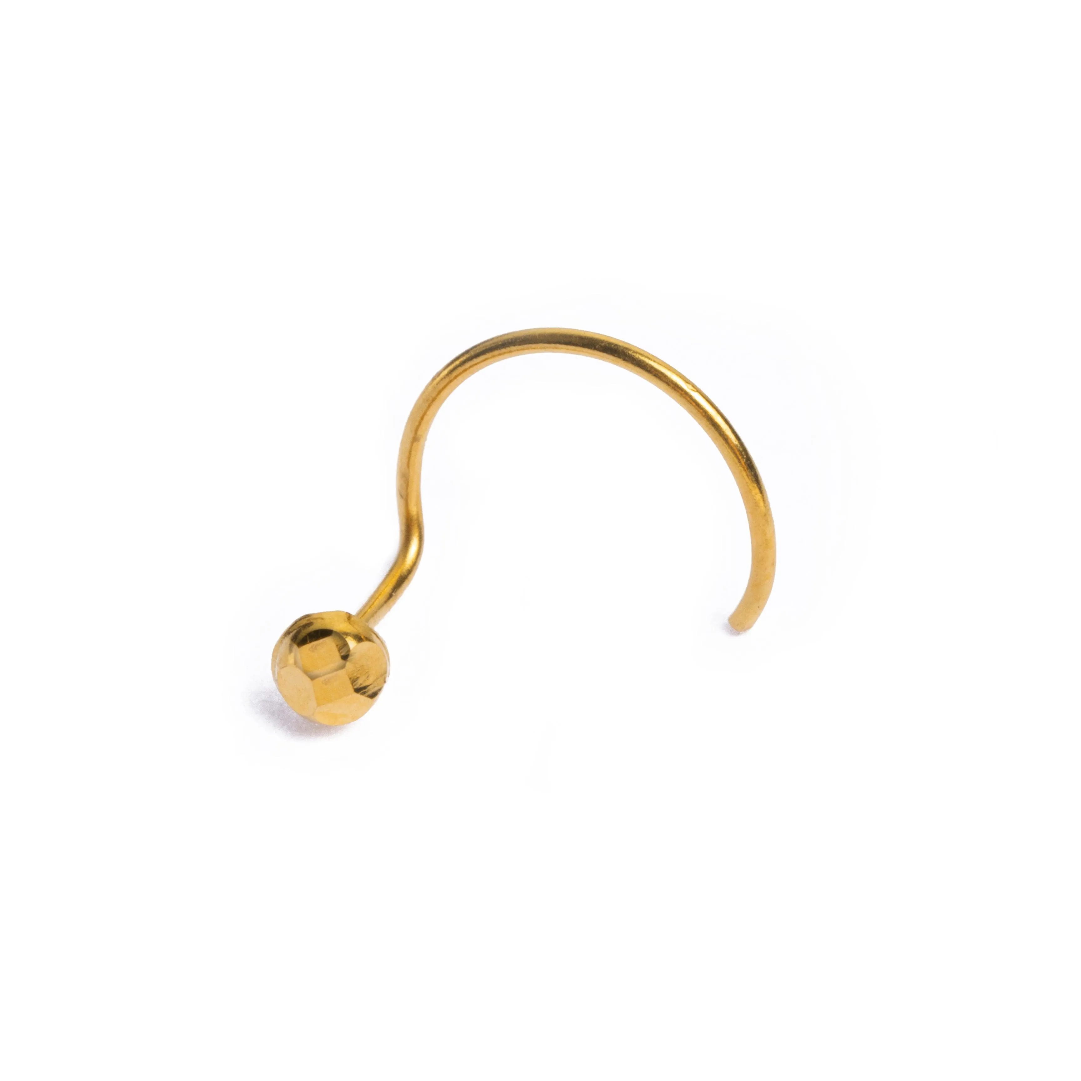 18ct Yellow Gold Nose Stud with Wire Coil Back.