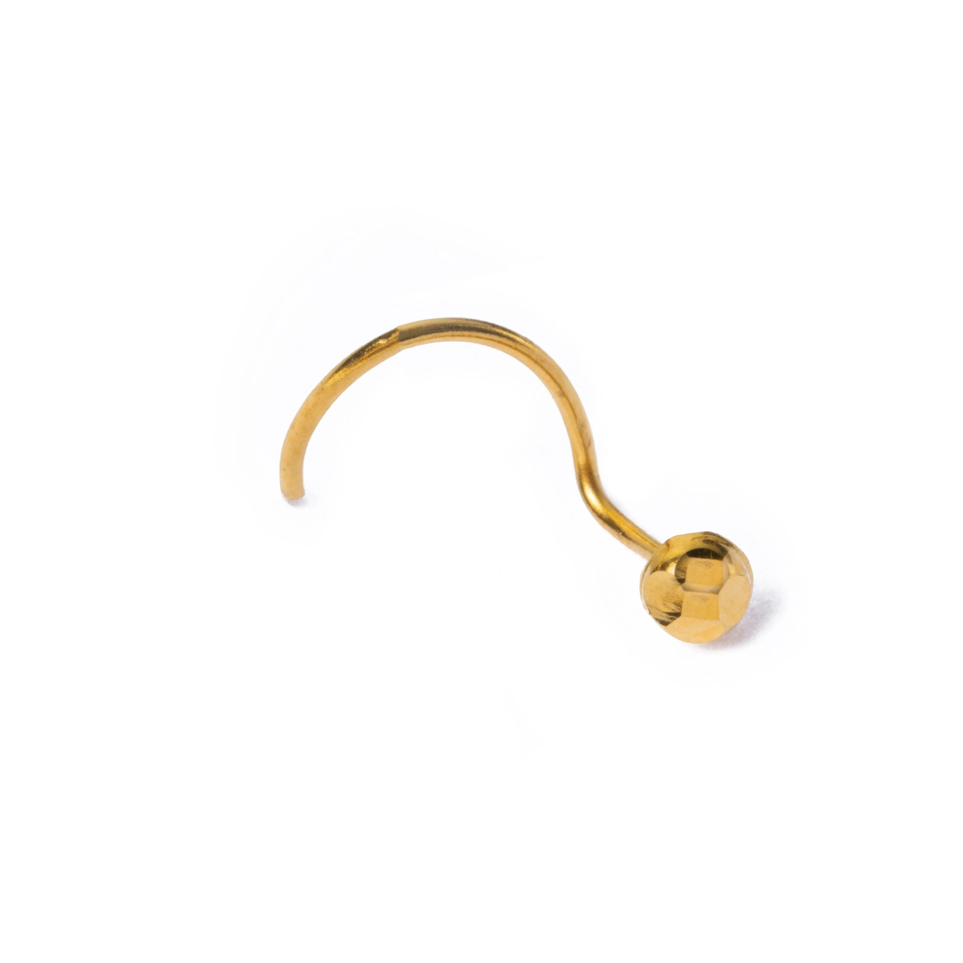 18ct Yellow Gold Nose Stud with Wire Coil Back.