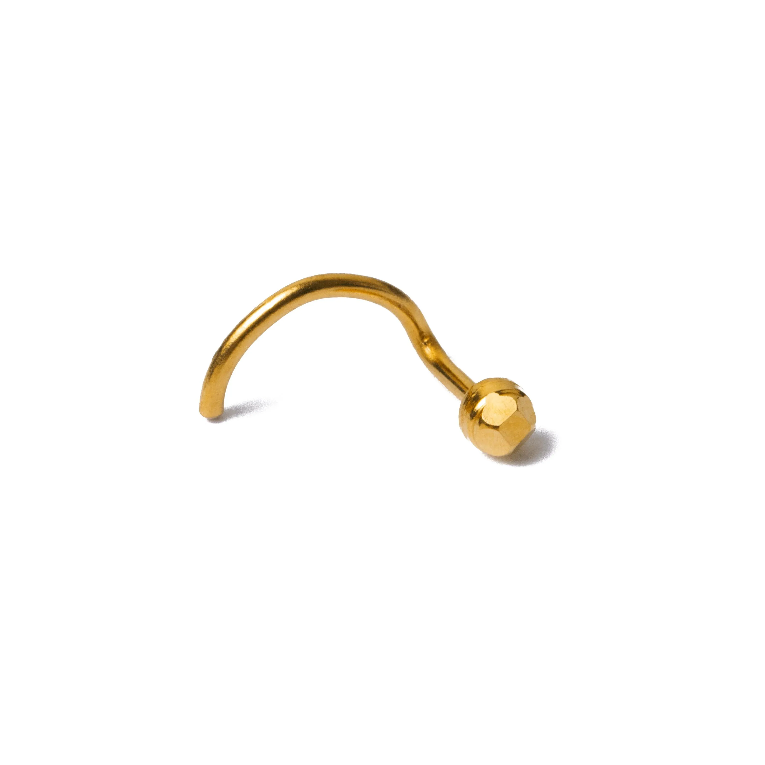 18ct Yellow Gold Nose Stud with Wire Coil Back.