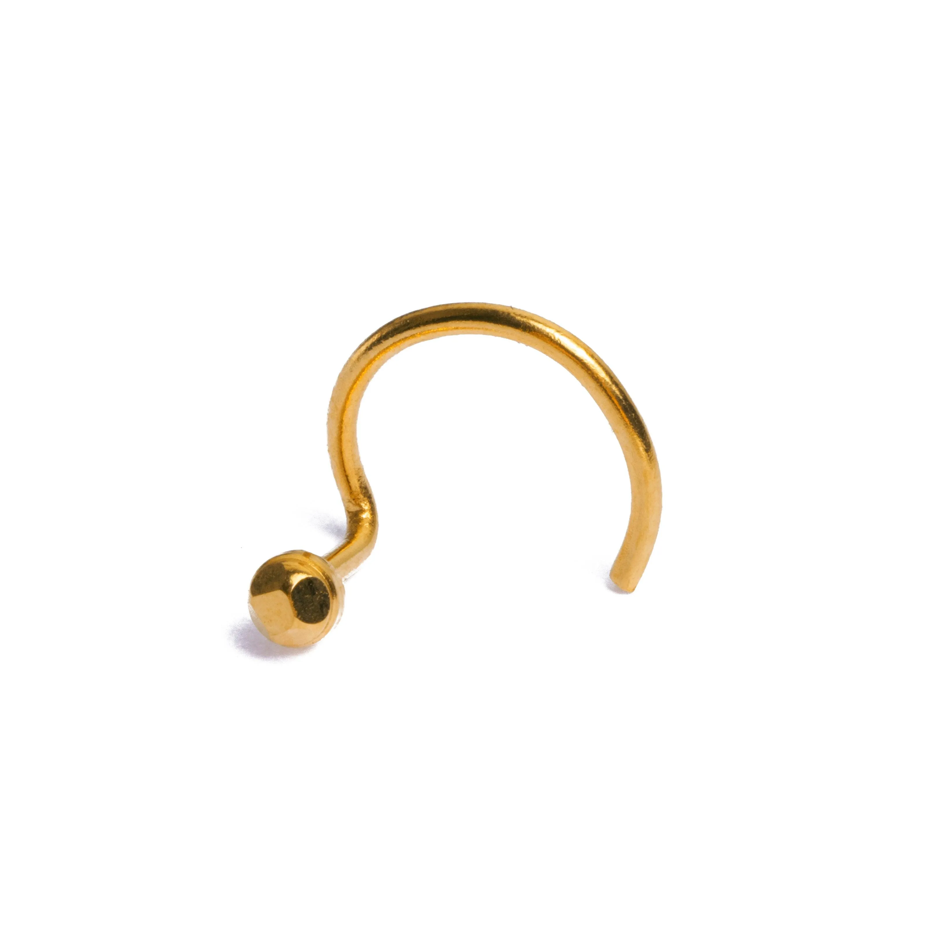 18ct Yellow Gold Nose Stud with Wire Coil Back.