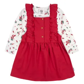 2-Piece Infant & Toddler Girls Red Holly Berries Jumper & Top Set