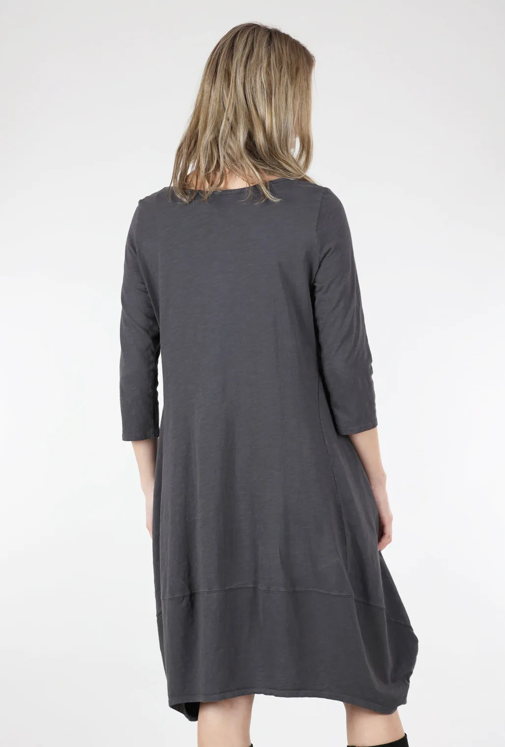 3/4-Sleeve Tulip Dress, Coal