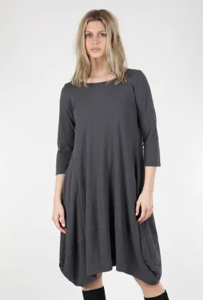 3/4-Sleeve Tulip Dress, Coal