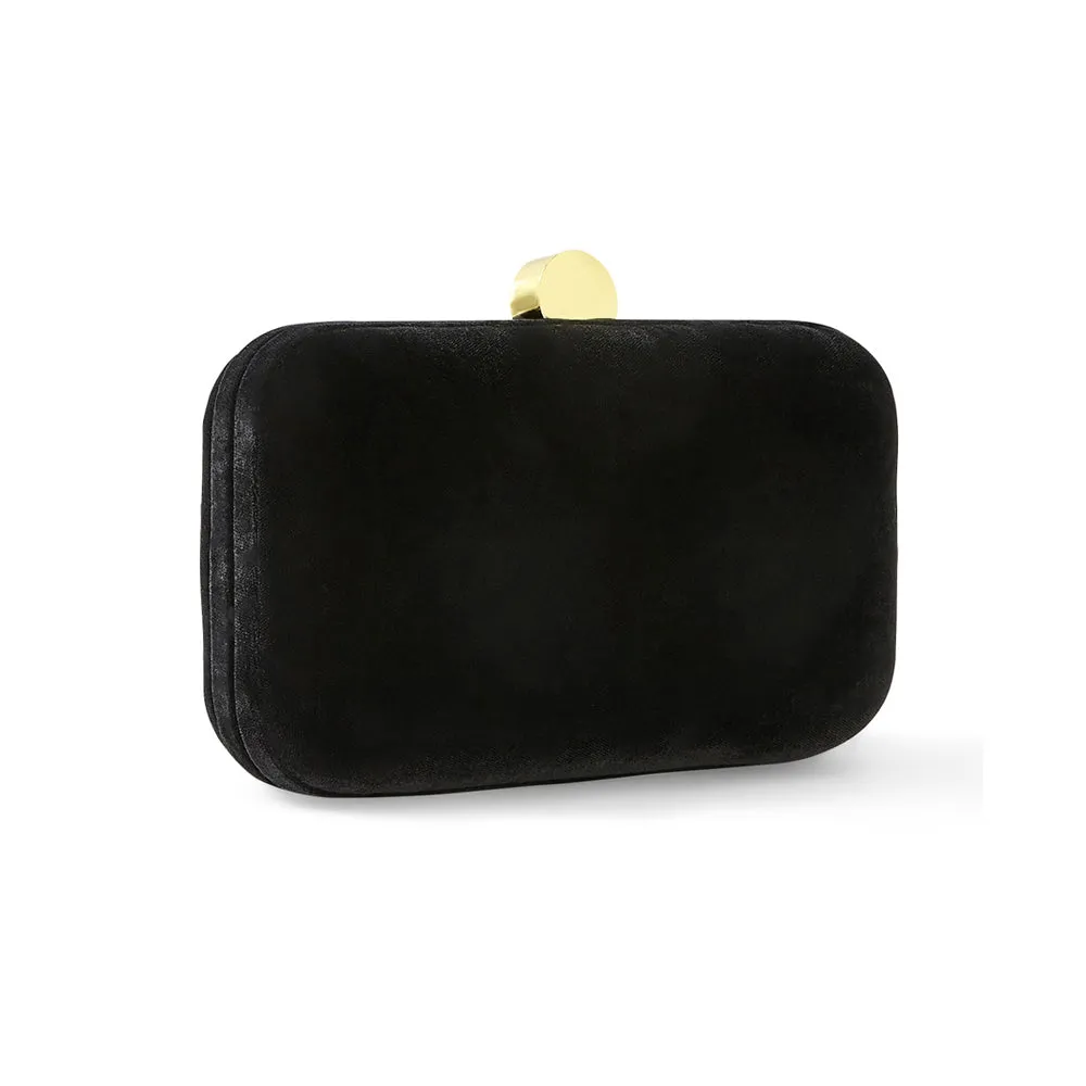 Accessorize London Women's Black Velvet Hardcase Clutch