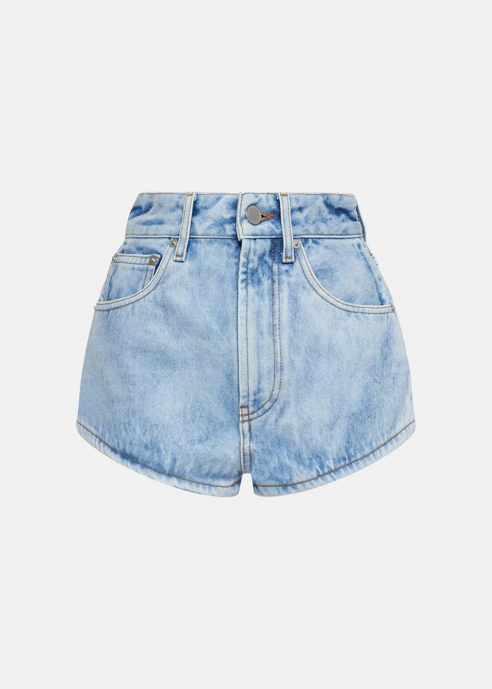 Acid Blue High-Waisted Denim Shorts