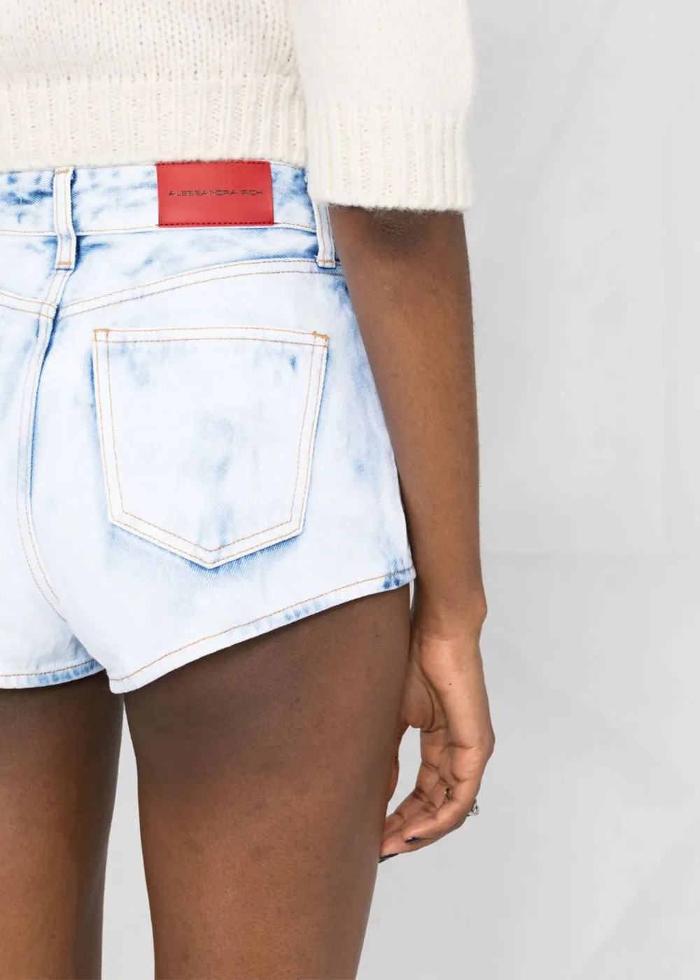 Acid Blue High-Waisted Denim Shorts