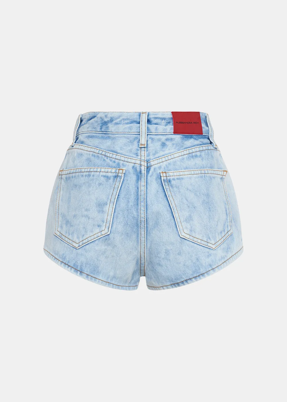 Acid Blue High-Waisted Denim Shorts