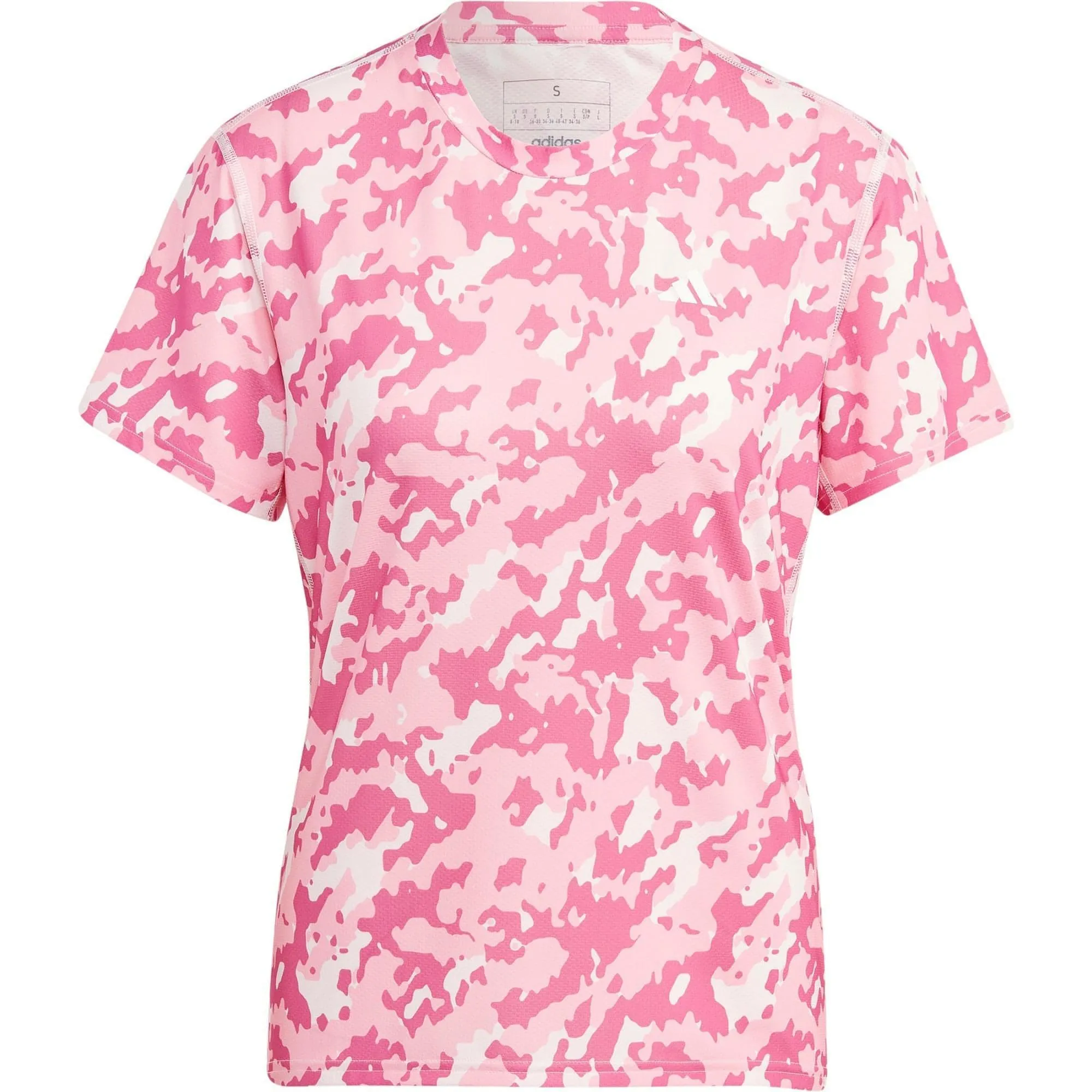 adidas Own The Run Camo Short Sleeve Womens Running Top - Pink