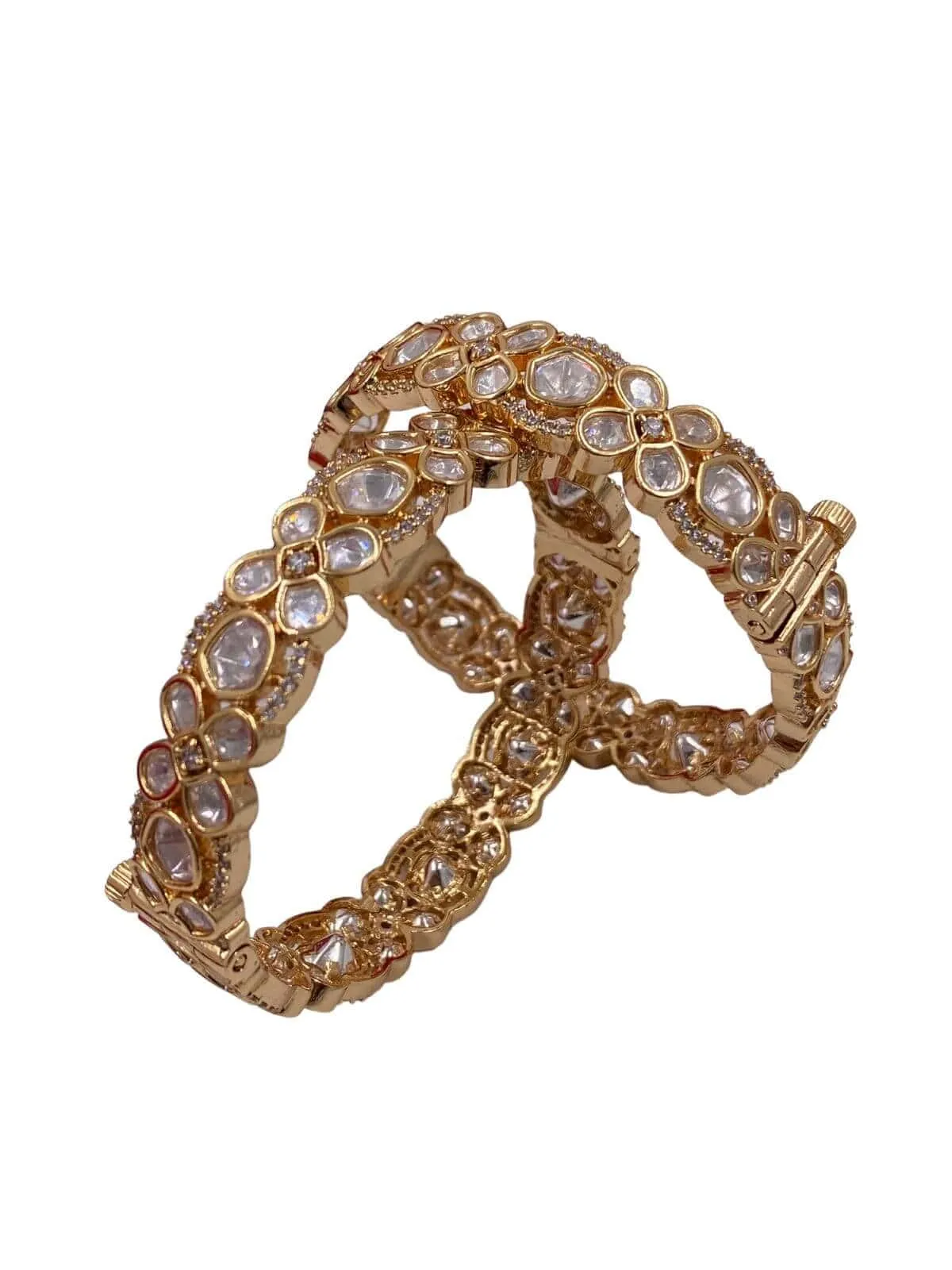 Alvina Floral Design Uncut Kundan Polki Bangles | Women's Bangles