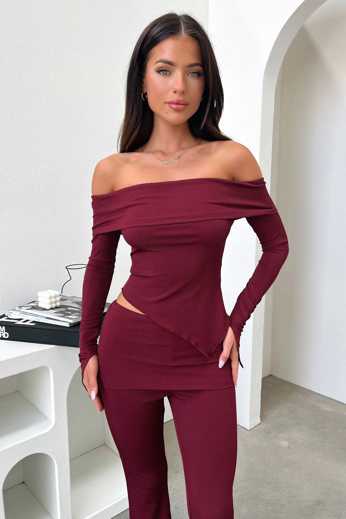 Aniston Top - Burgundy