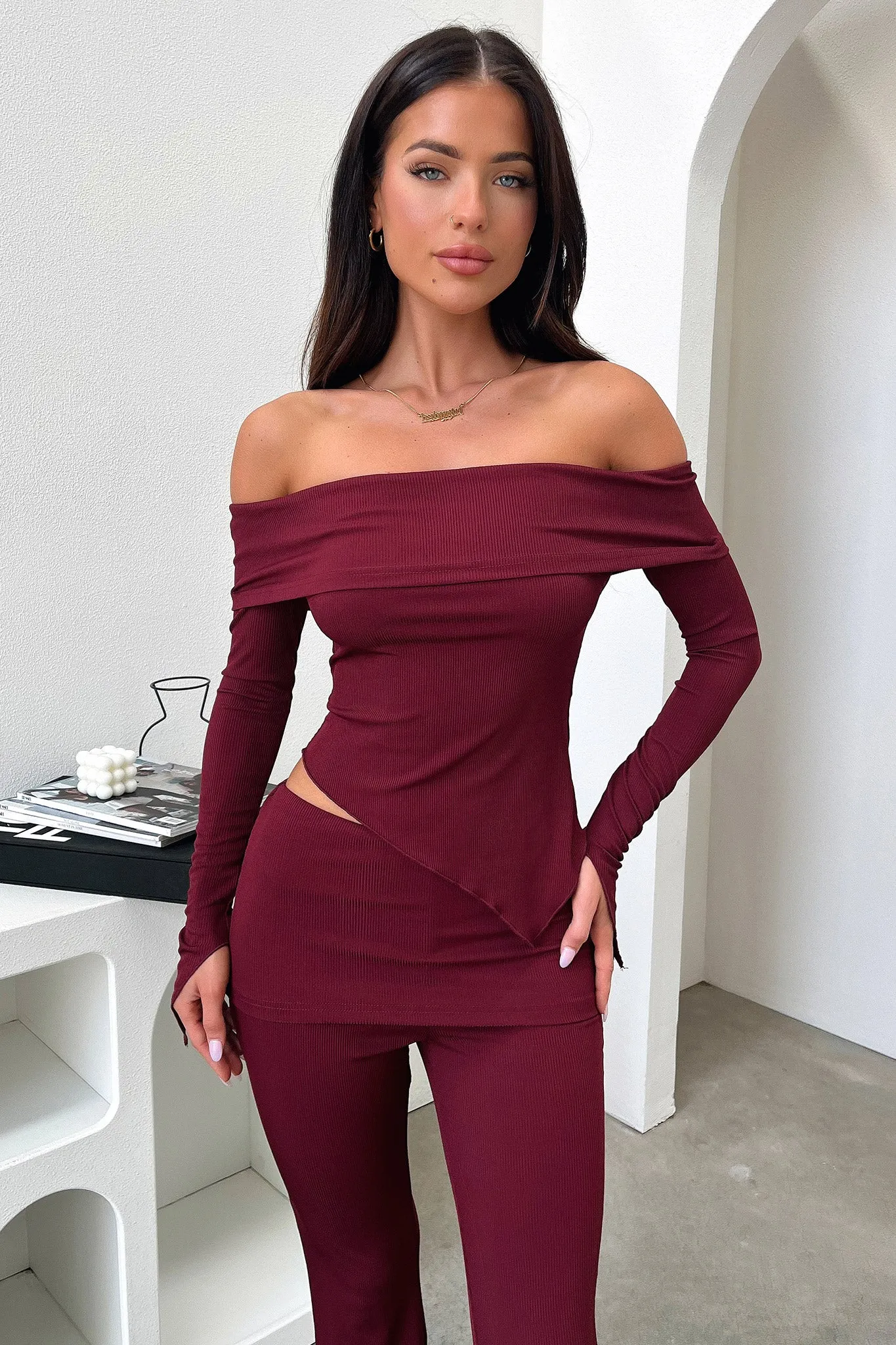 Aniston Top - Burgundy