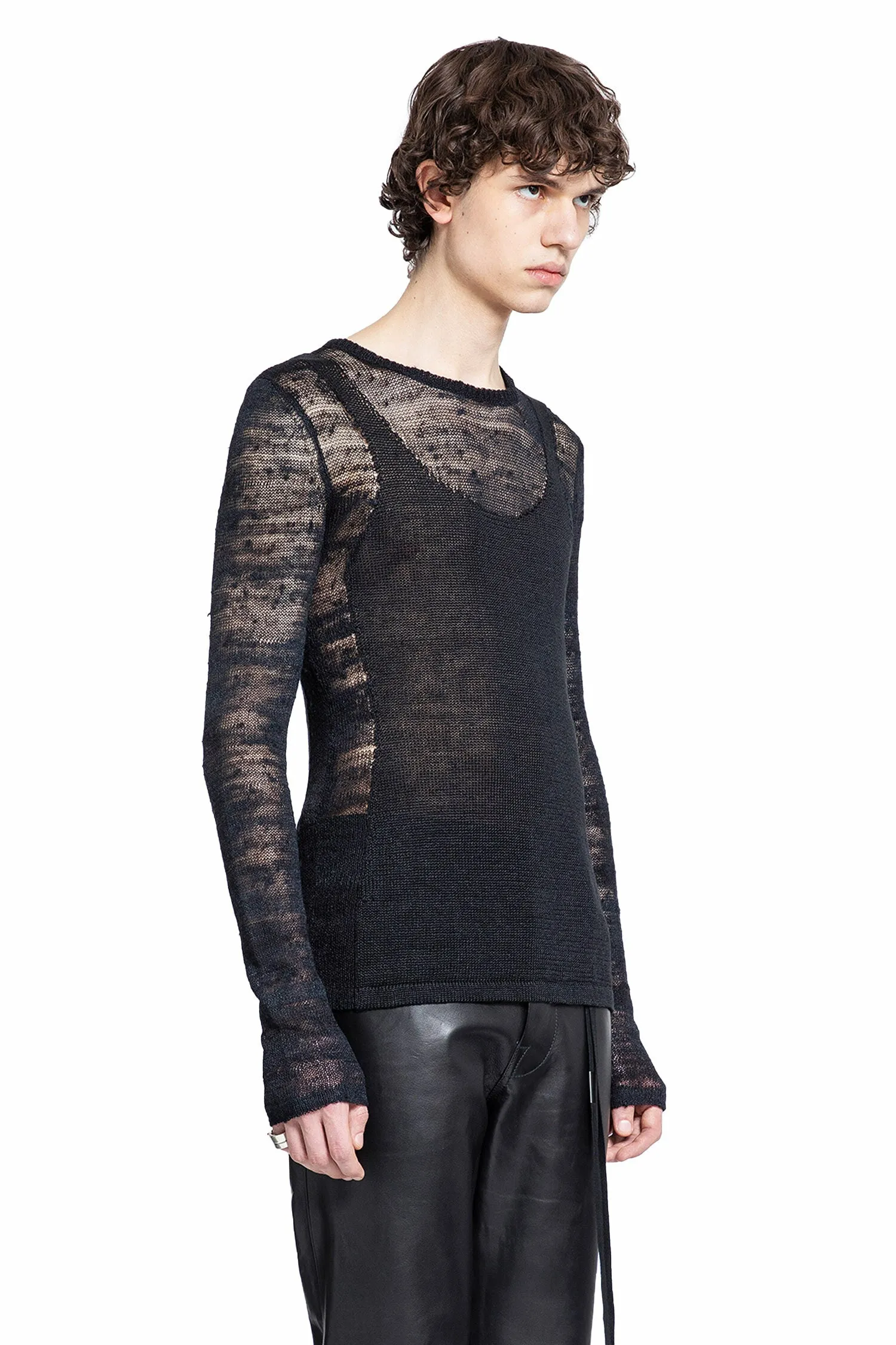 ANN DEMEULEMEESTER MAN BLACK KNITWEAR