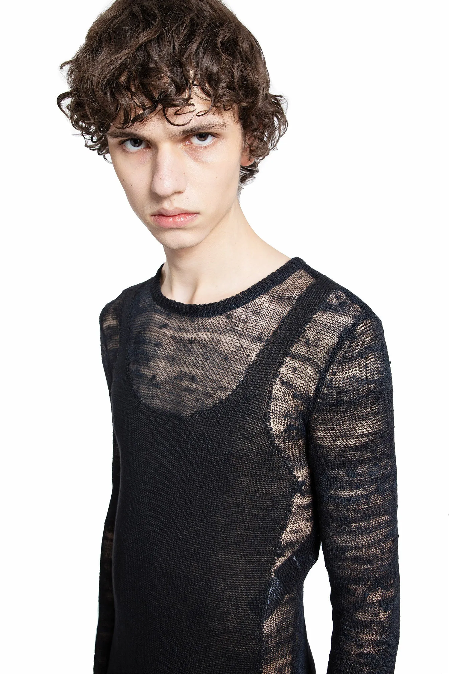 ANN DEMEULEMEESTER MAN BLACK KNITWEAR