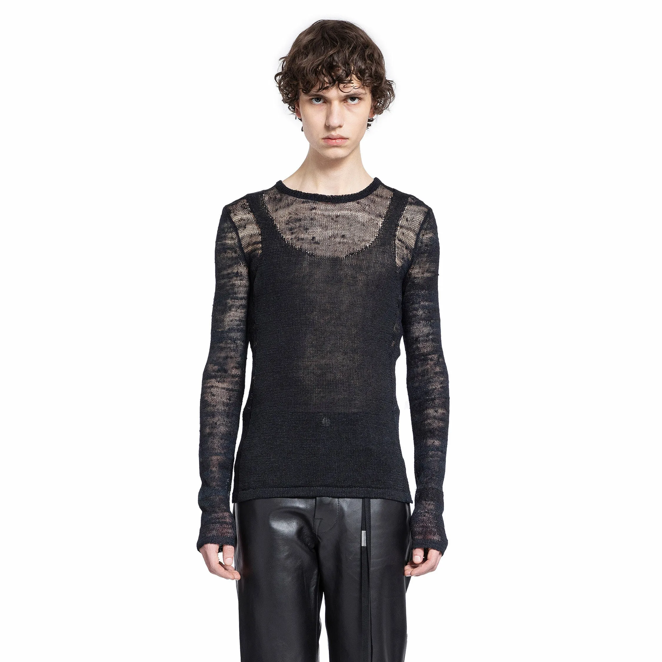 ANN DEMEULEMEESTER MAN BLACK KNITWEAR