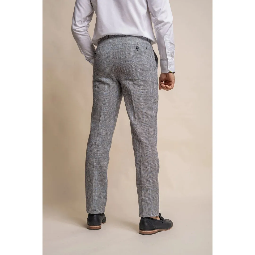 Arriga - Men's Grey Blue Check Trousers