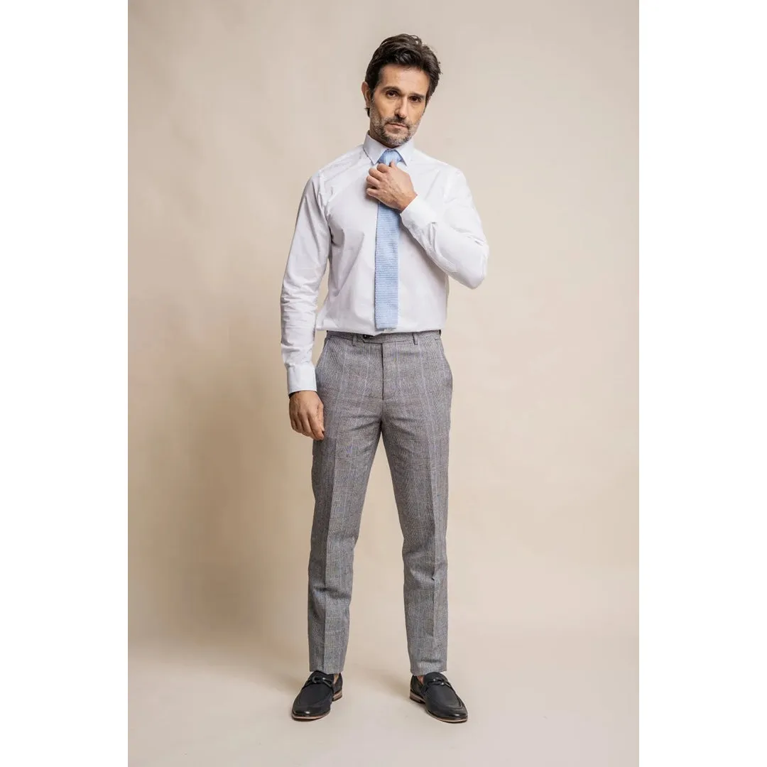 Arriga - Men's Grey Blue Check Trousers