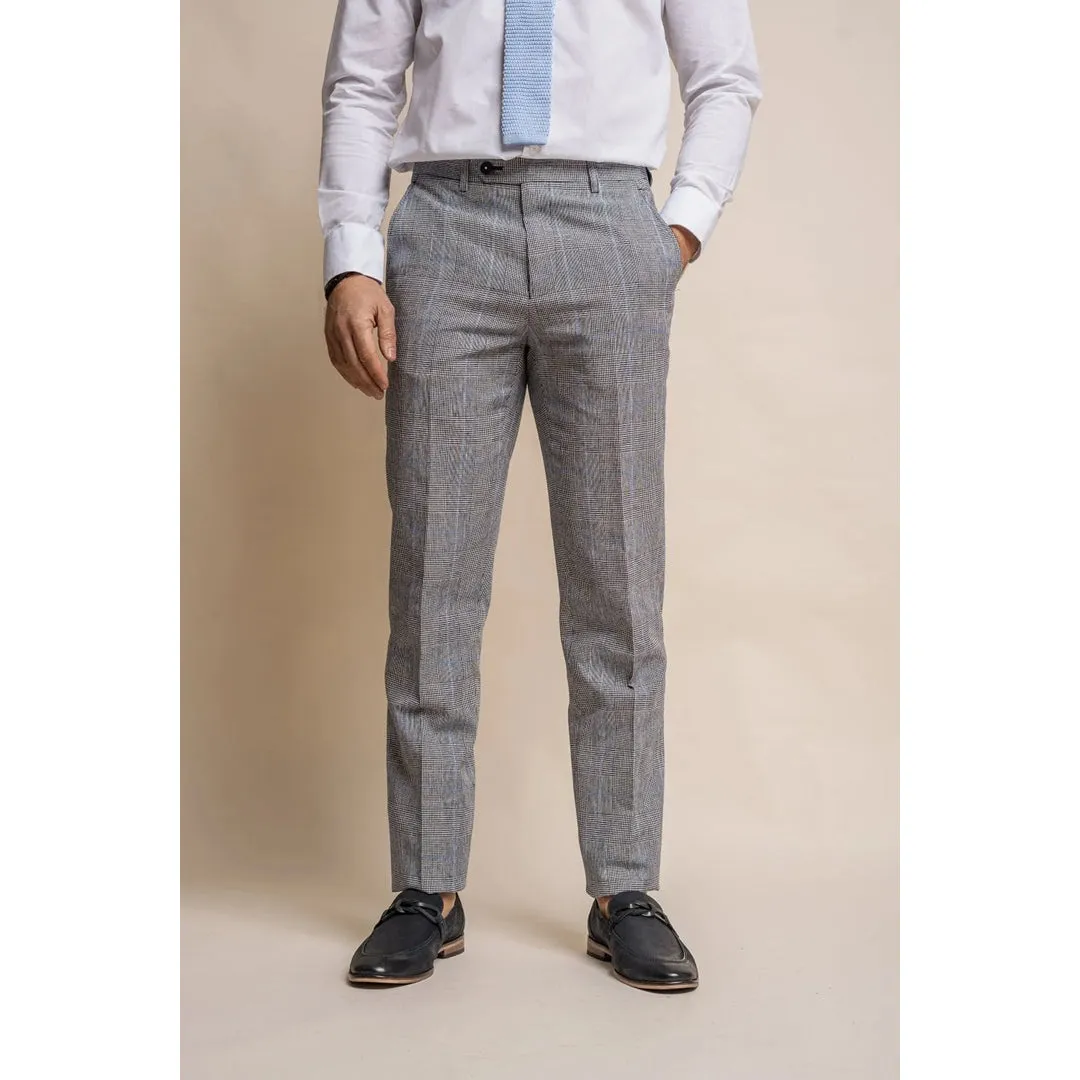 Arriga - Men's Grey Blue Check Trousers