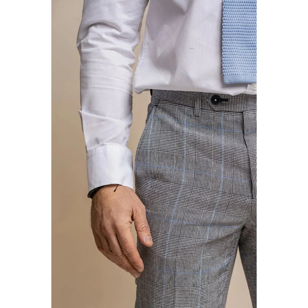 Arriga - Men's Grey Blue Check Trousers