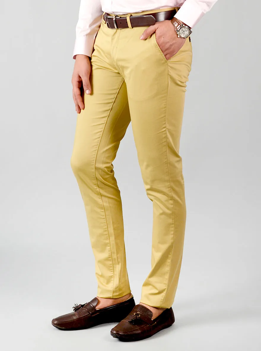 Beige Solid Slim Fit Chinos | JadeBlue