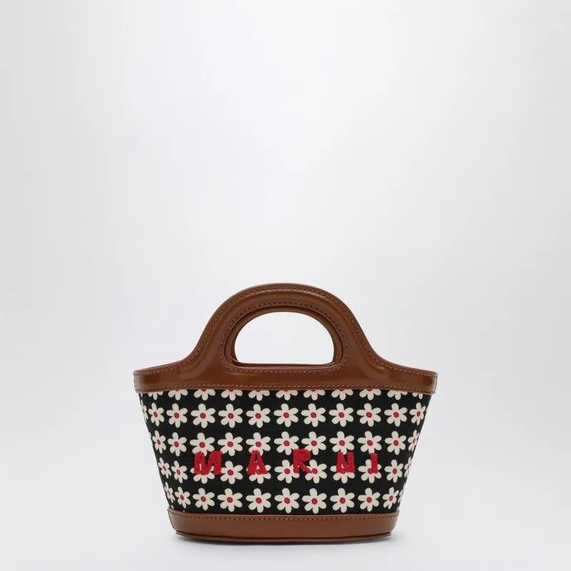 BLACK MICRO TROPICALIA BAG WITH DAISY PRINT