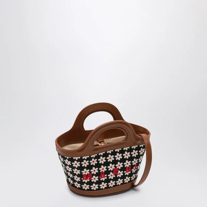 BLACK MICRO TROPICALIA BAG WITH DAISY PRINT