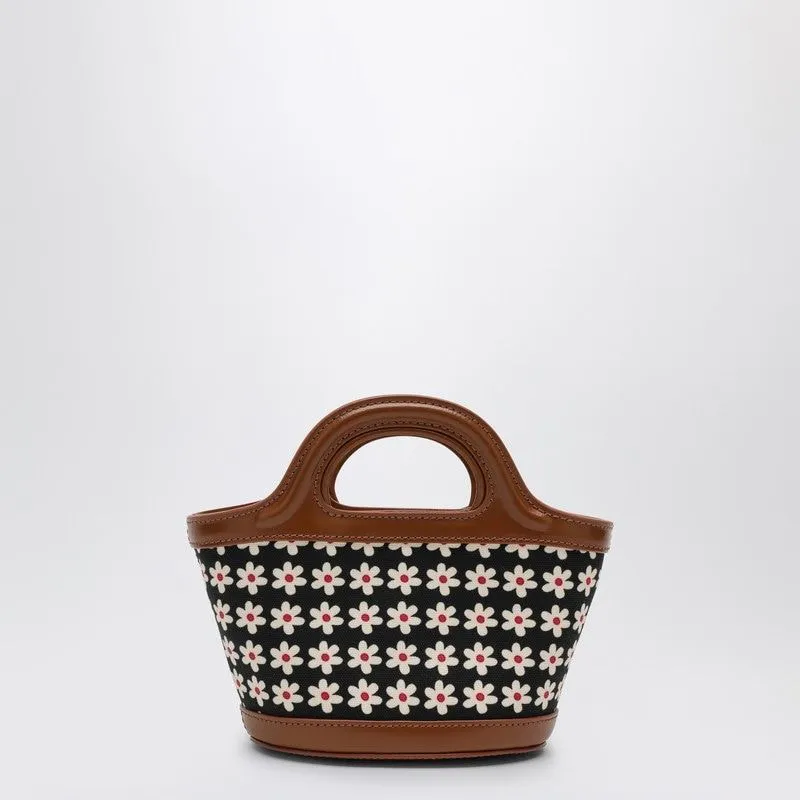 BLACK MICRO TROPICALIA BAG WITH DAISY PRINT