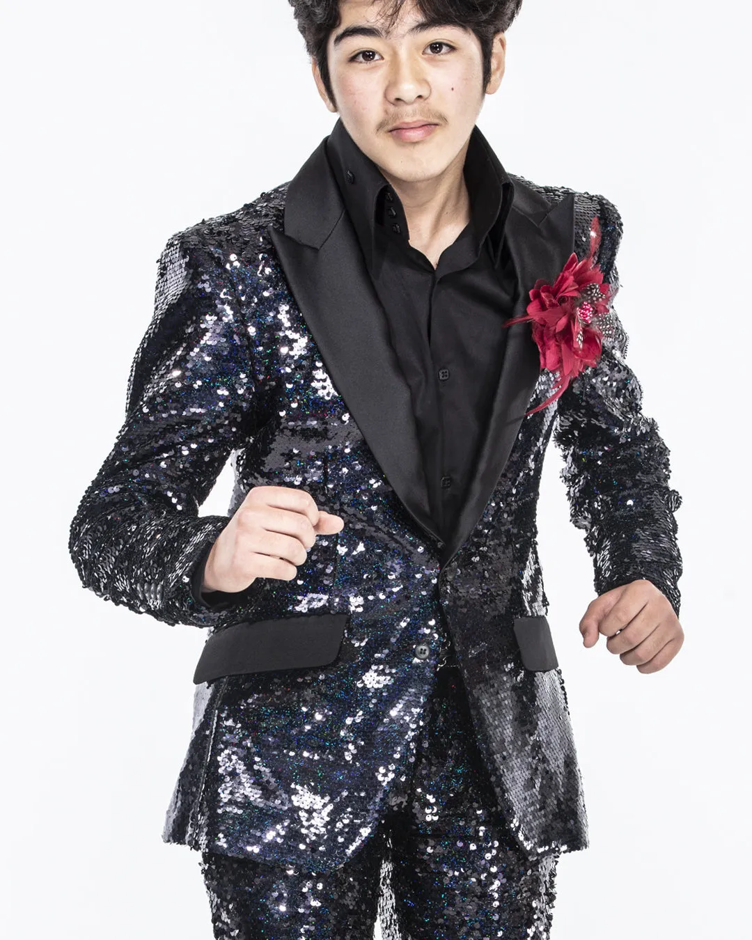 black sequin blazer for men