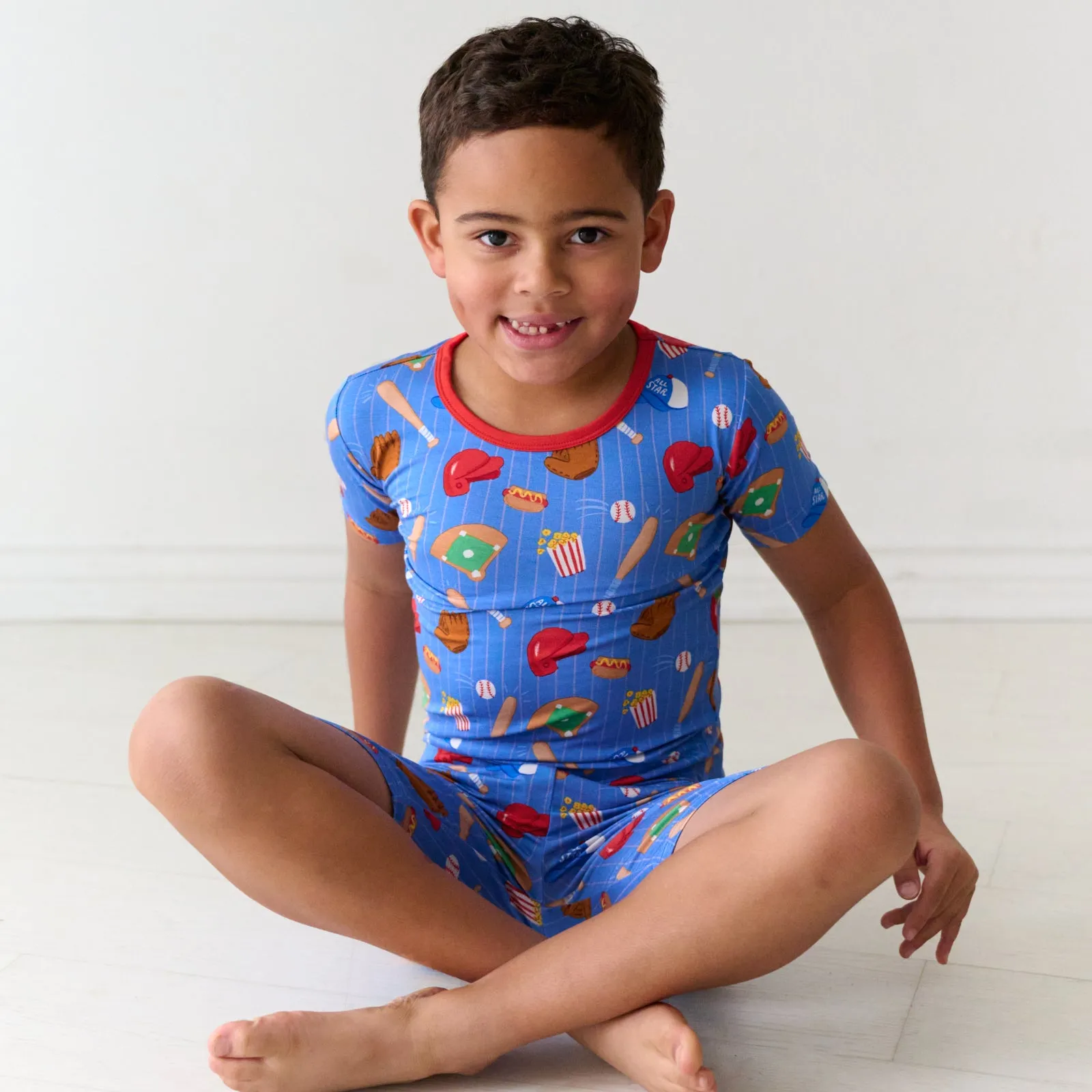 Blue All Stars Two-Piece Short Sleeve & Shorts Pajama Set