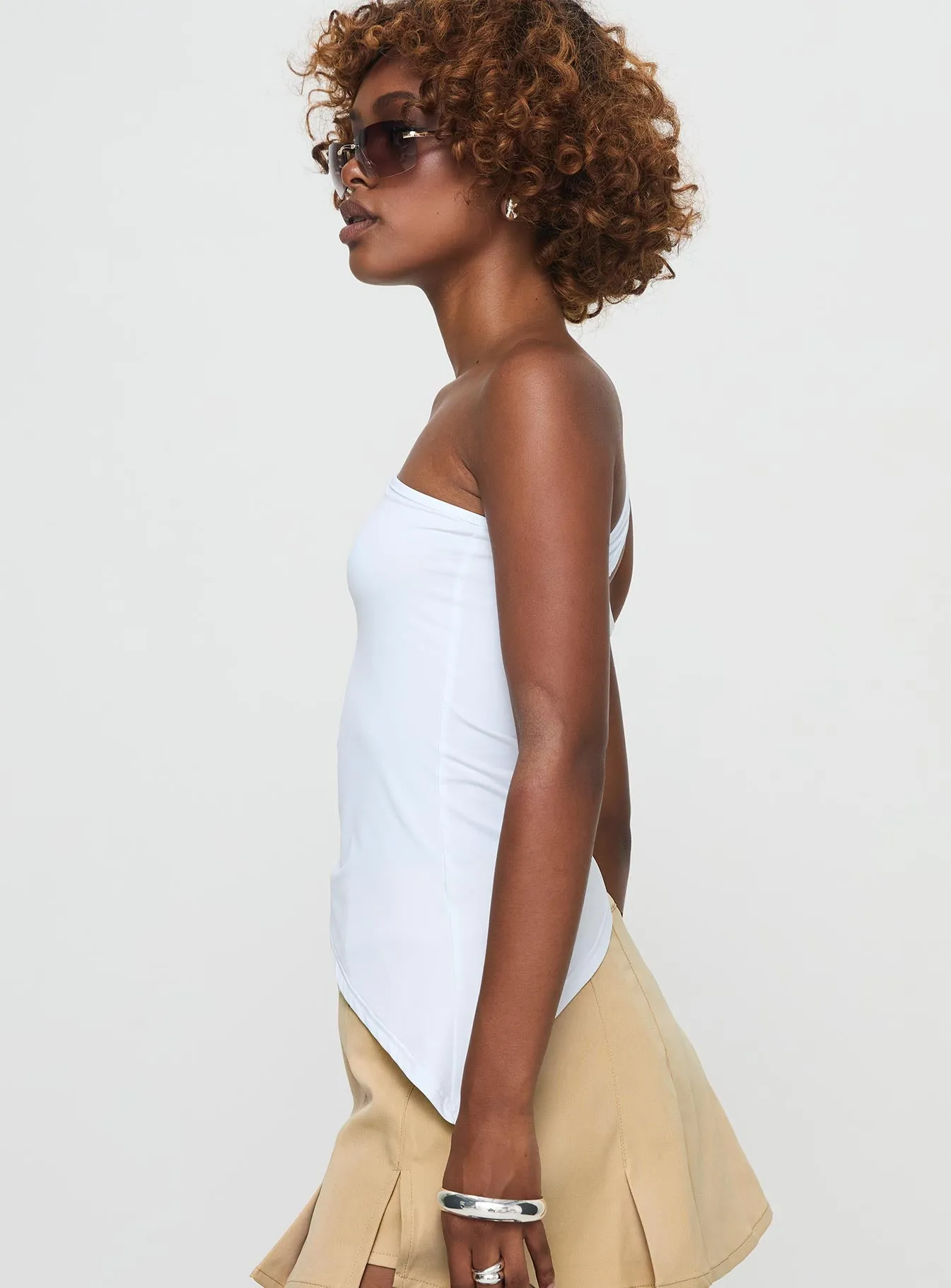 Bode One Shoulder Top White