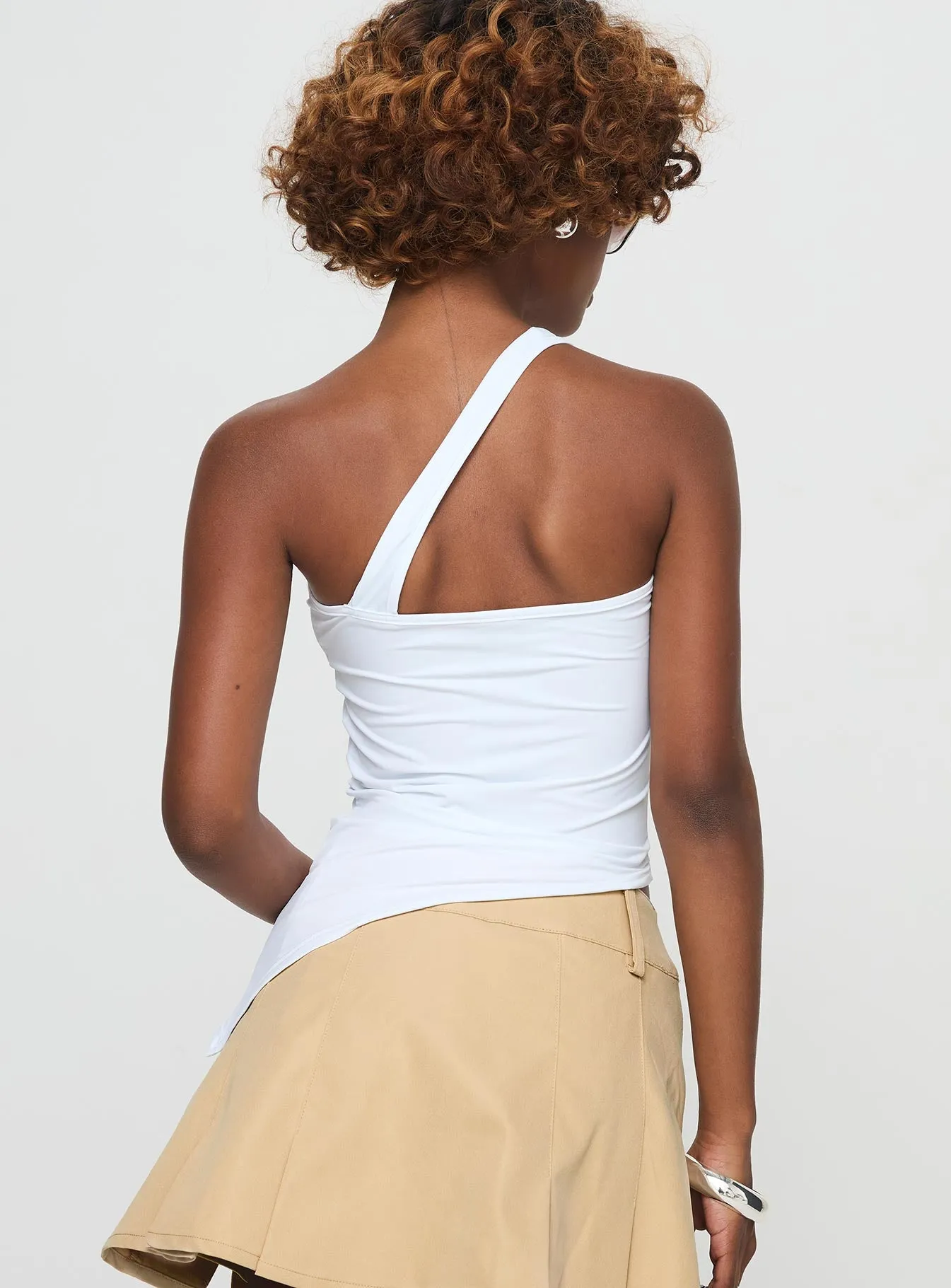 Bode One Shoulder Top White