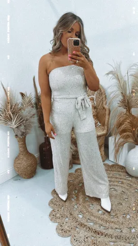 Bright Babe Sequin Jumpsuit, Lt. Gold