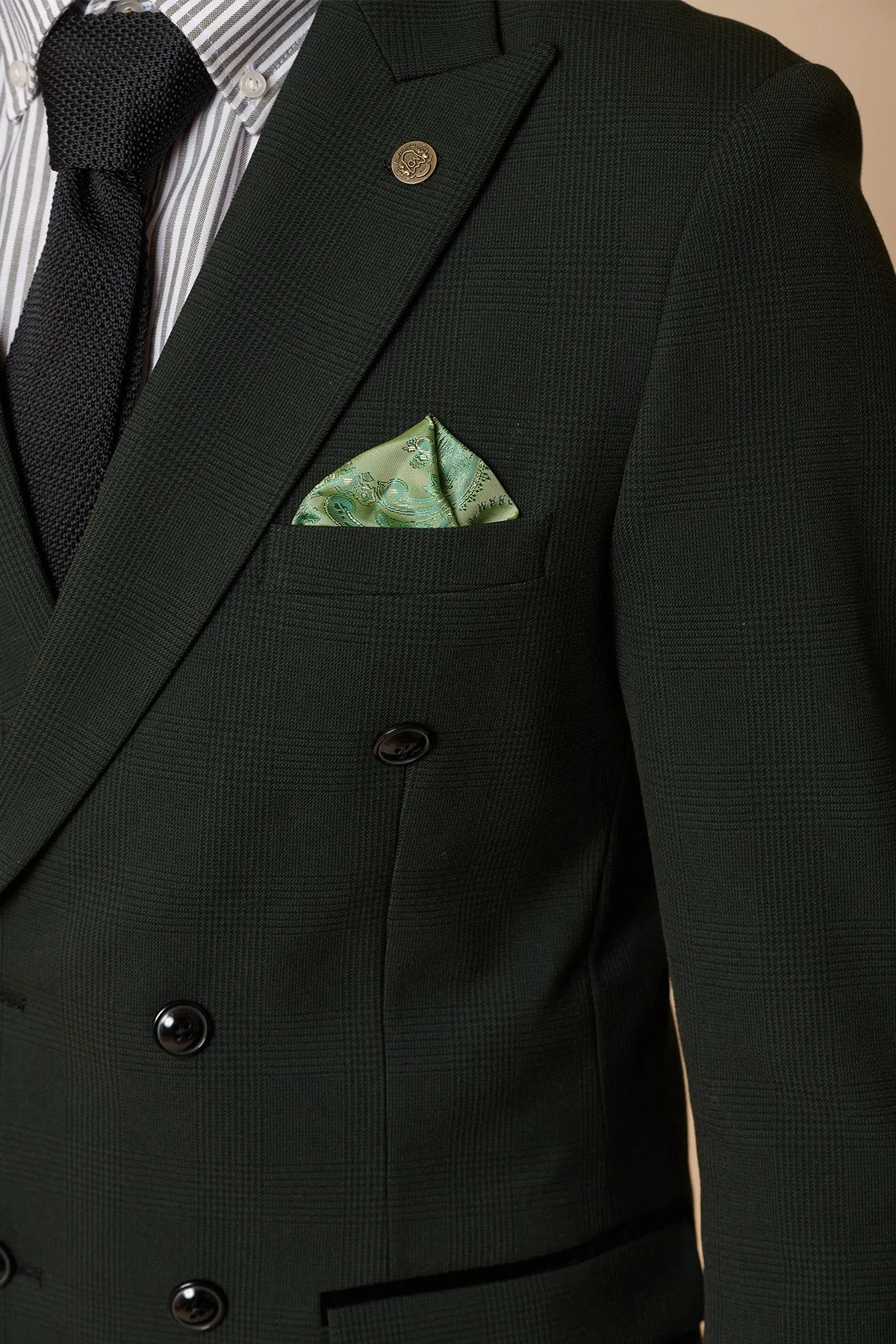 BROMLEY - Olive Green Double Breasted Two Piece Suit