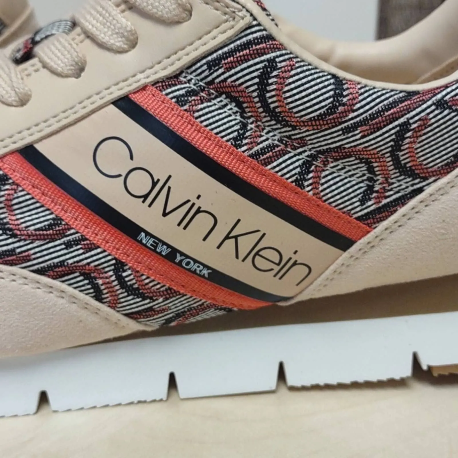 Calvin Klein Monogram Logo Tea Sneakers Coral