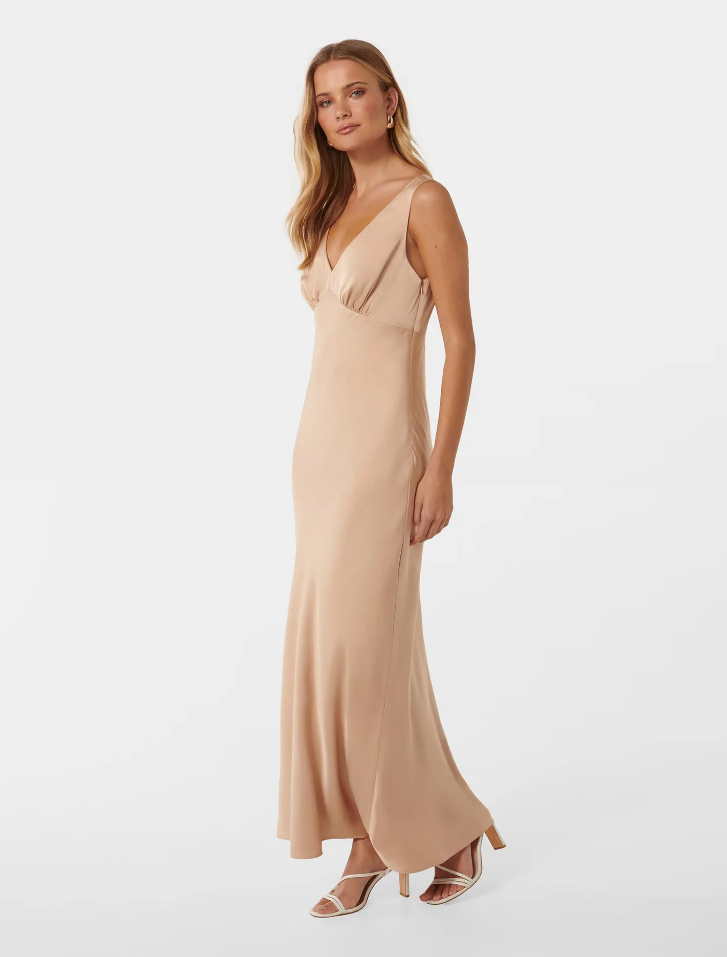 Cameron V Neck Satin Maxi Dress