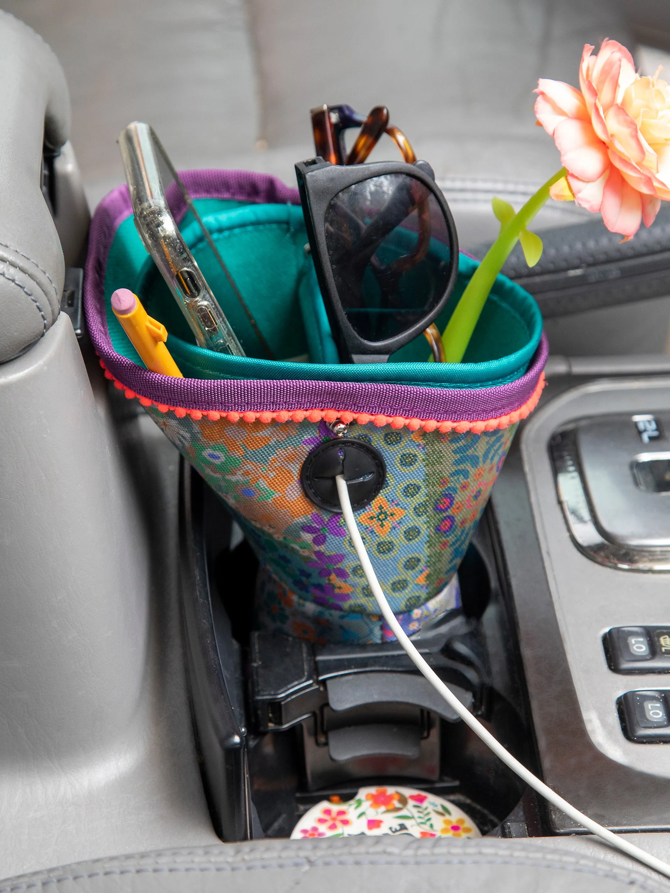 Car Cup Holder Organizer - Vintage Patchwork