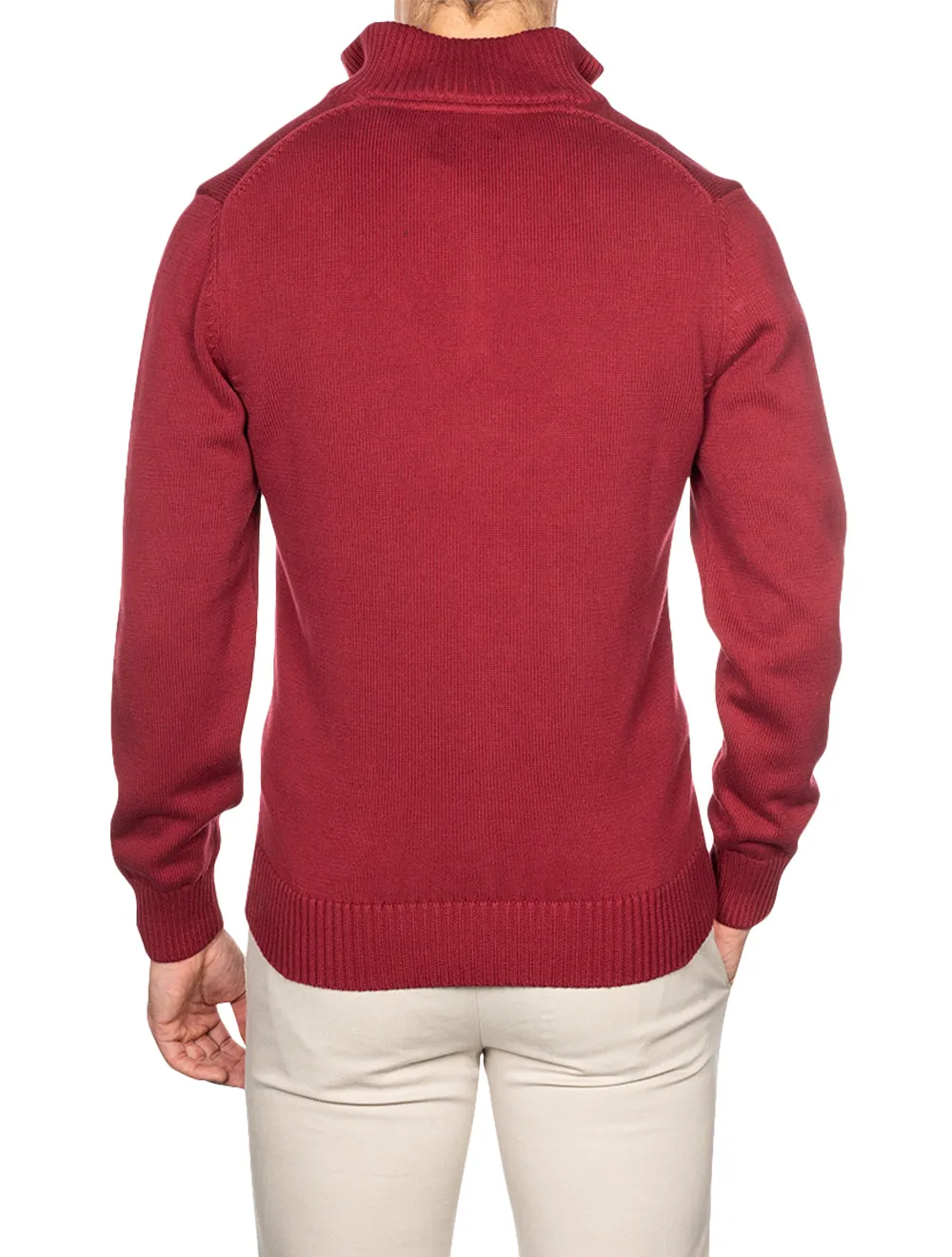 Casual Cotton Half-Zip Sweater Cabernet Red