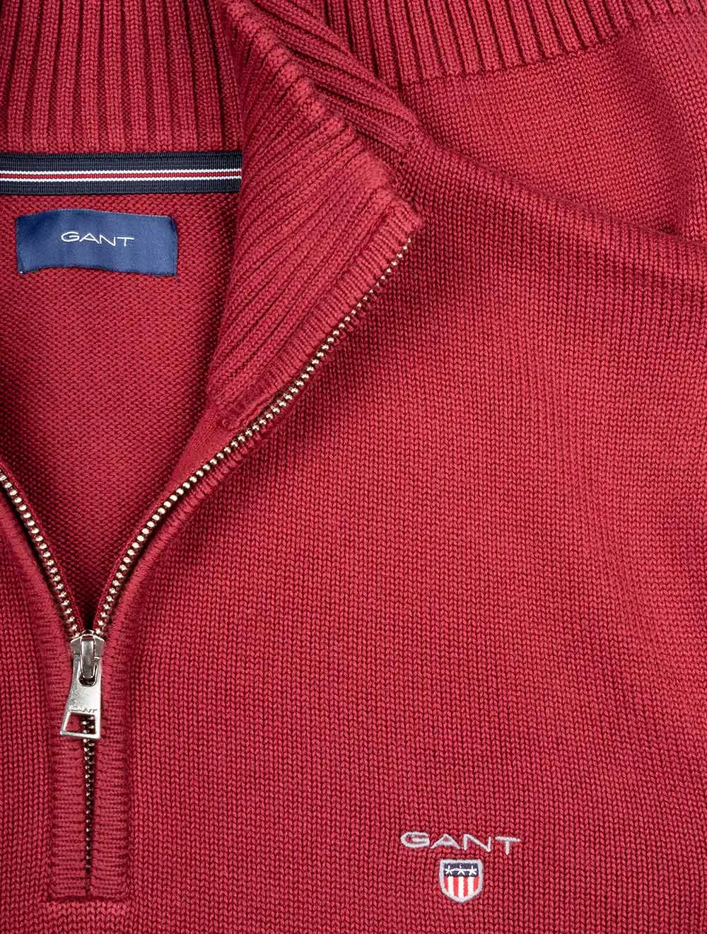 Casual Cotton Half-Zip Sweater Cabernet Red