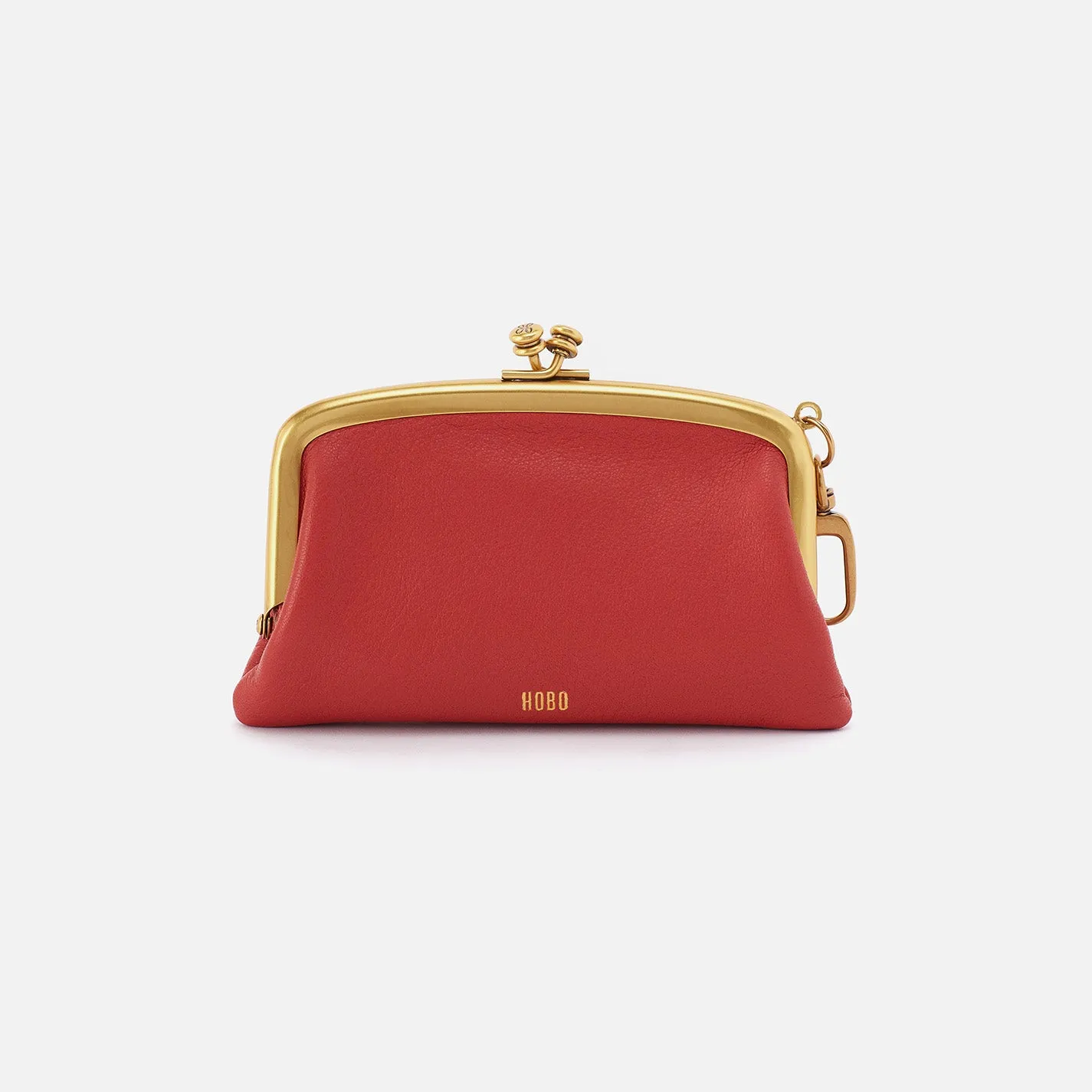 Cheer Frame Pouch In Pebbled Leather - Red Clay