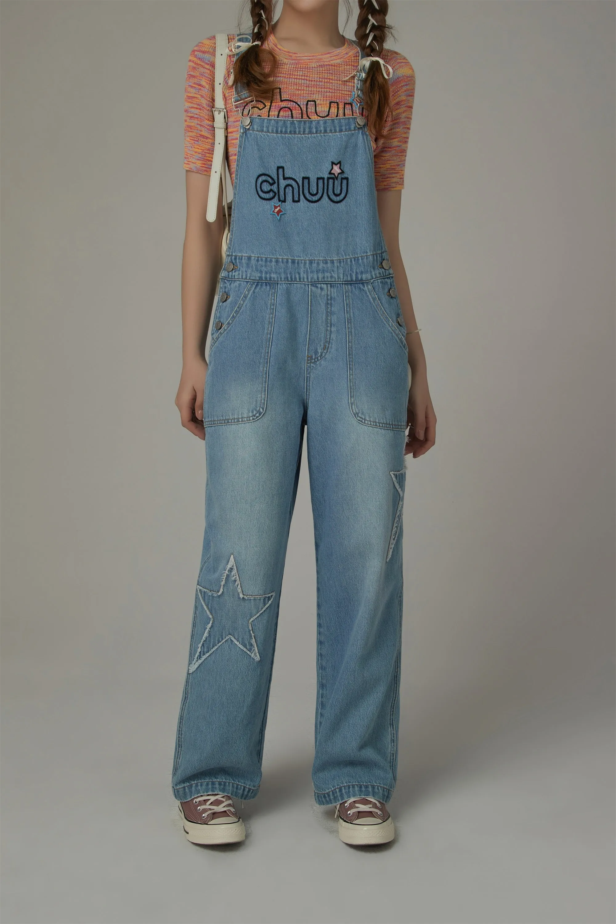 Chuu Logo Star Denim Overalls