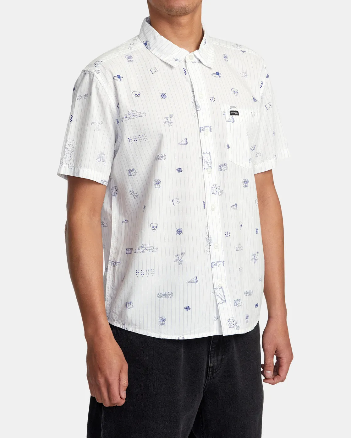 College Ruled Short Sleeve Shirt - Antique White