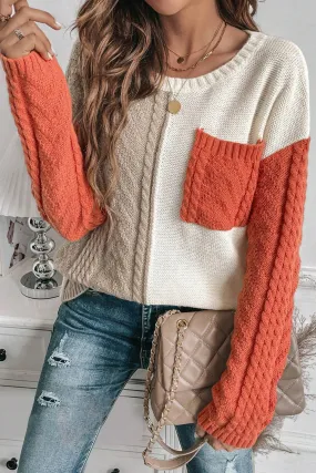 Colorblock Patchwork Drop Shoulder Sweater