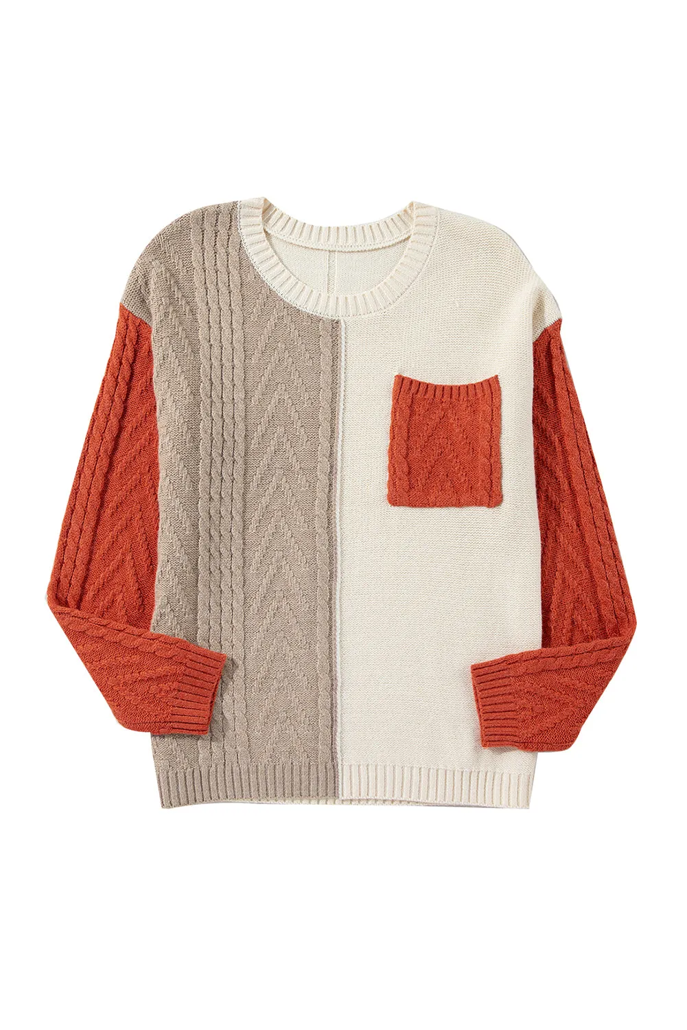 Colorblock Patchwork Drop Shoulder Sweater