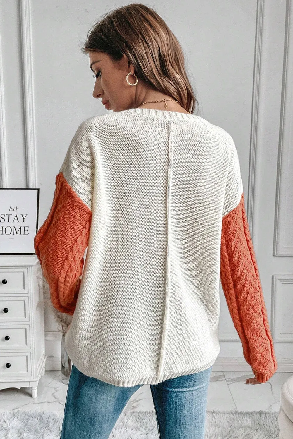 Colorblock Patchwork Drop Shoulder Sweater