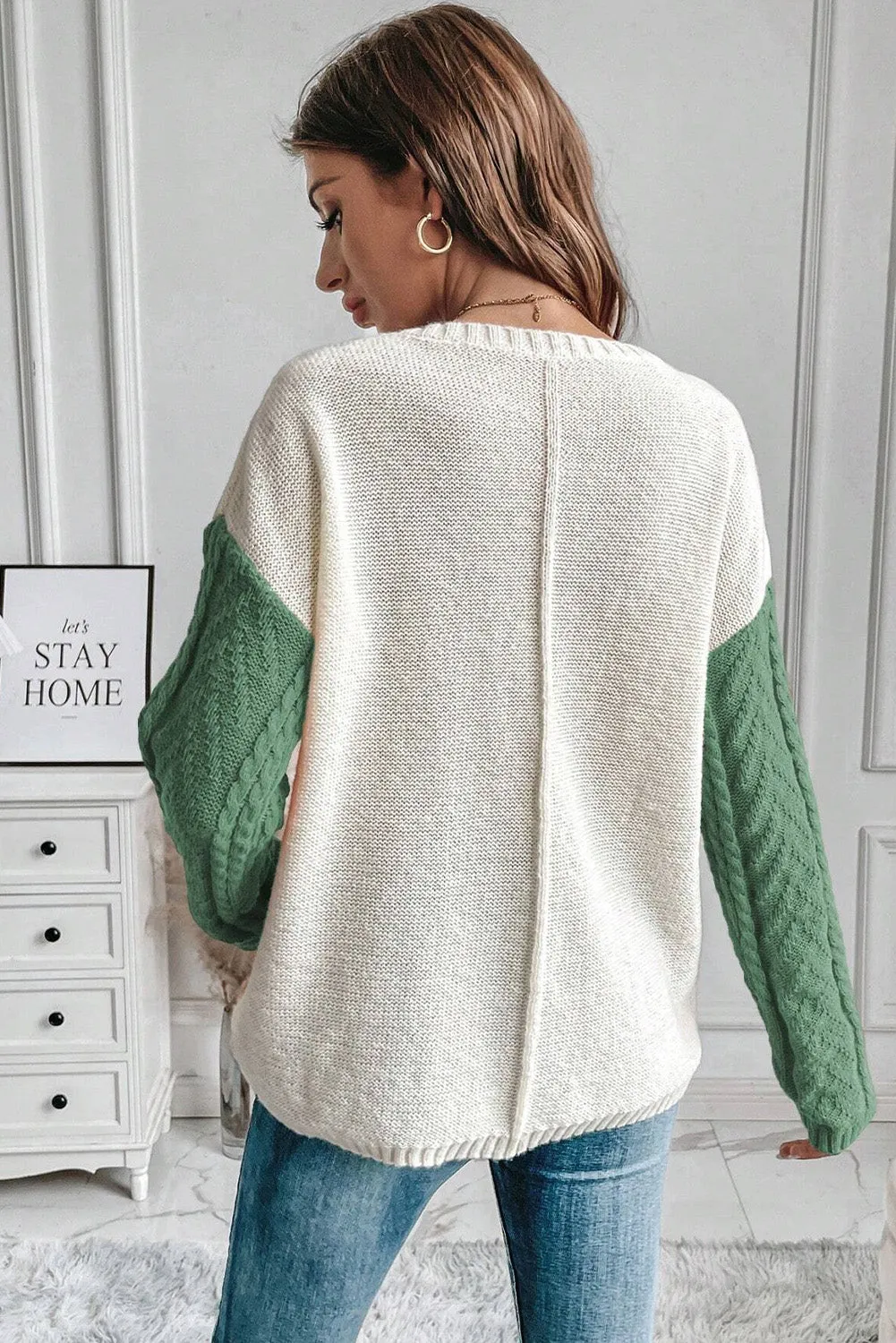 Colorblock Patchwork Drop Shoulder Sweater