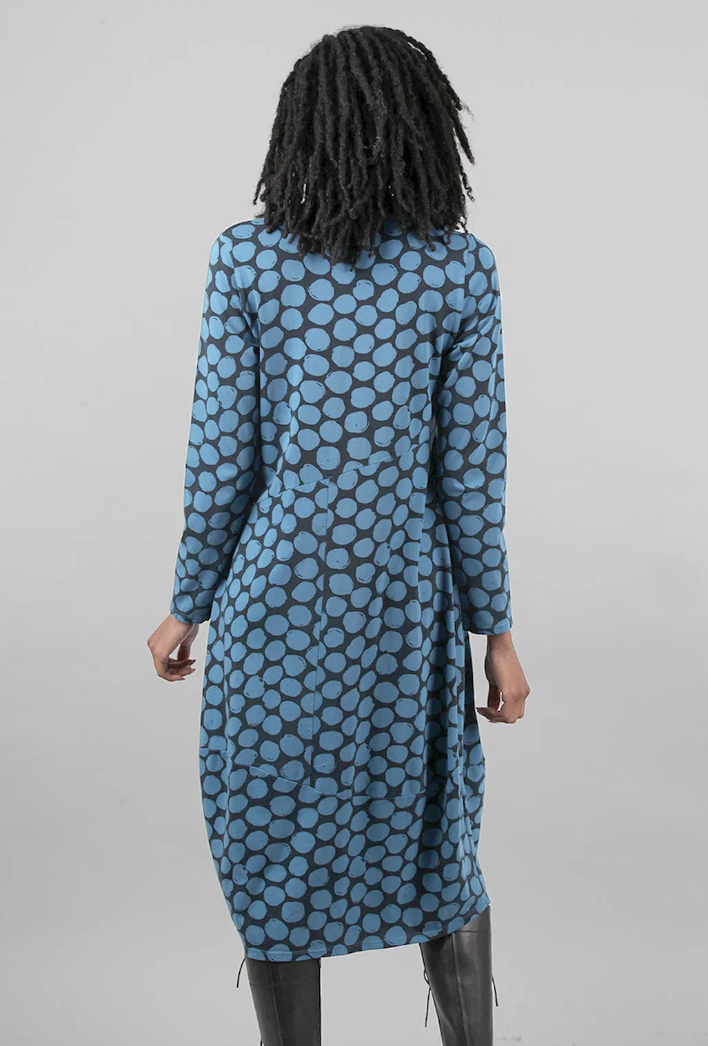 Dot Jersey Bias Dress, Teal