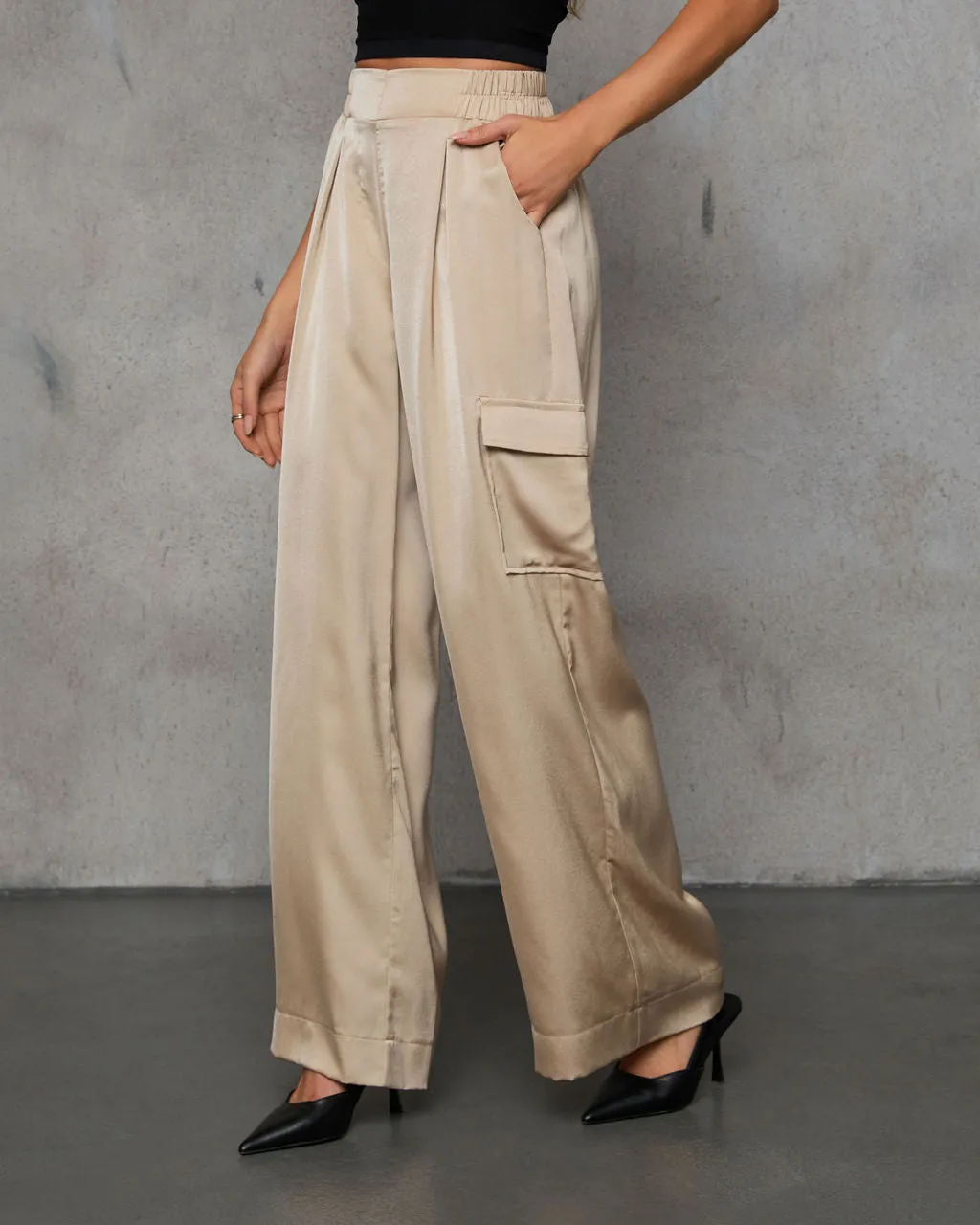 Easy Stride Satin Flare Leg Trouser